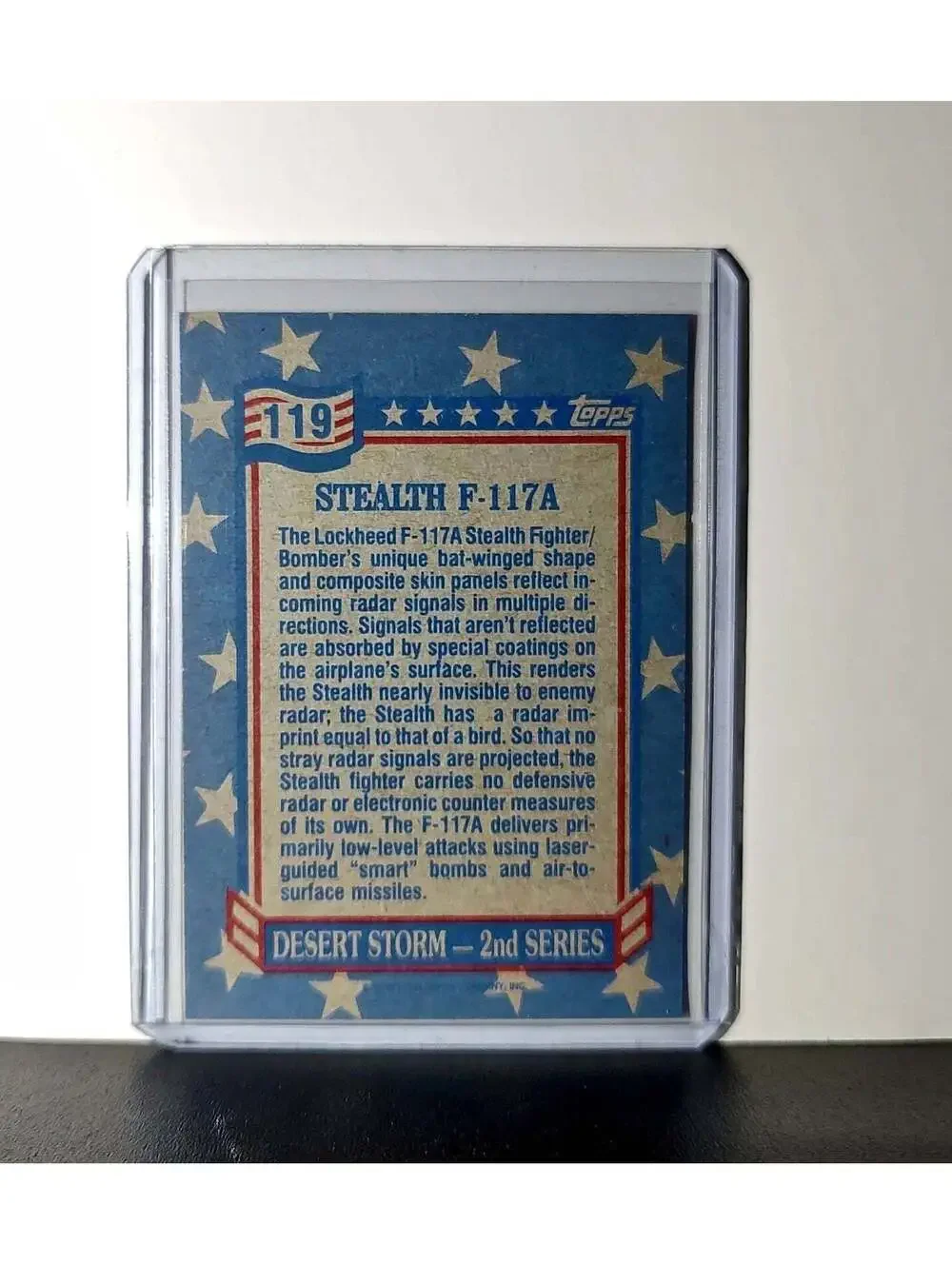 F-117A Stealth Fighter 1991 Topps Desert Storm #119 Card